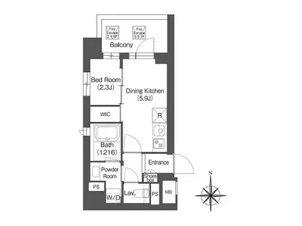 コンフォリア森下サウス(1DK/7階)の間取り写真