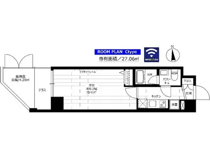 グランドコンシェルジュ池袋本町ウエスト(1K/1階)の間取り写真
