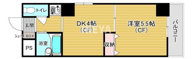 ファーネス(1DK/2階)の間取り写真