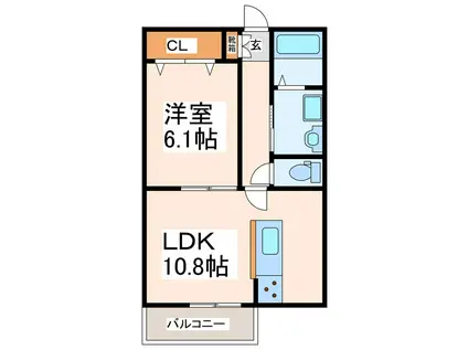 KARIN8(1LDK/2階)の間取り写真