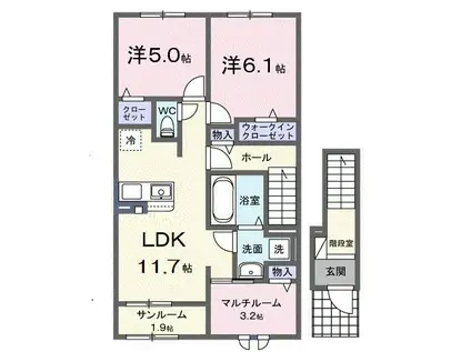 リバティ I(3LDK/2階)の間取り写真