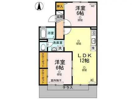 楠小路B棟(2LDK/1階)の間取り写真