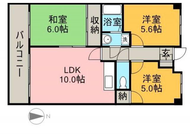 アサヒパレス港町(3LDK/4階)の間取り写真