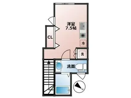 レベアス西台(ワンルーム/2階)の間取り写真