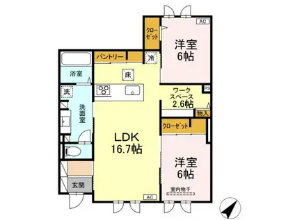グランソラナ軽井沢(2LDK/1階)の間取り写真