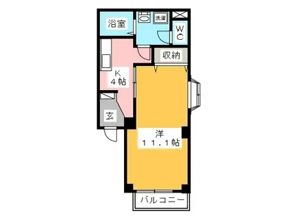 ボヌール栄(2K/1階)の間取り写真