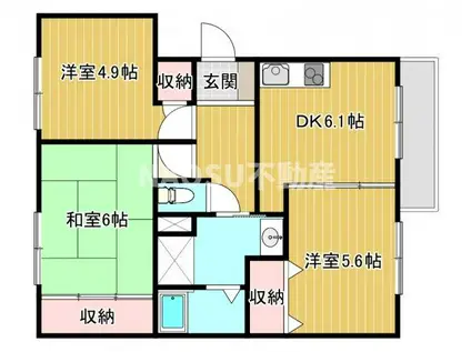 ヴェスタIN盾津(3DK/3階)の間取り写真