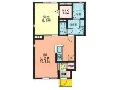 フィカーサセレッソ(1LDK/1階)の間取り写真