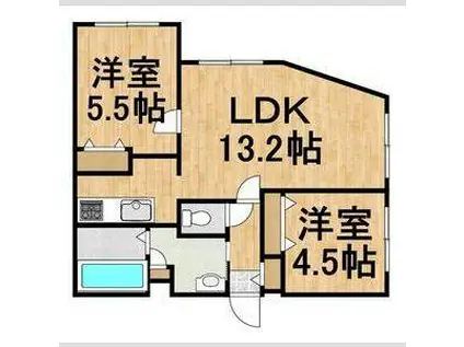 CALM千歳(2LDK/2階)の間取り写真