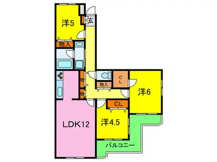芦屋東パークハイツ(3LDK/1階)の間取り写真