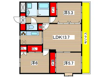 第5森下ビル(3LDK/3階)の間取り写真