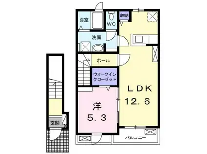 エアリーヒル(1LDK/2階)の間取り写真