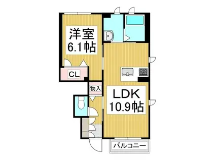 フルール(1LDK/1階)の間取り写真