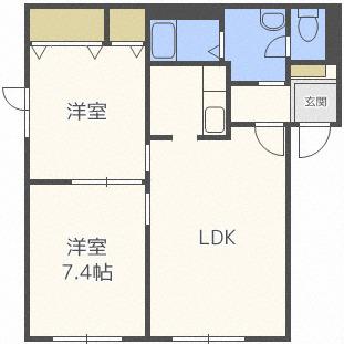 ビオス233I(2LDK/1階)の間取り写真