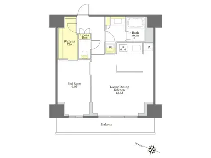 プライムメゾン白金台タワー(1LDK/19階)の間取り写真