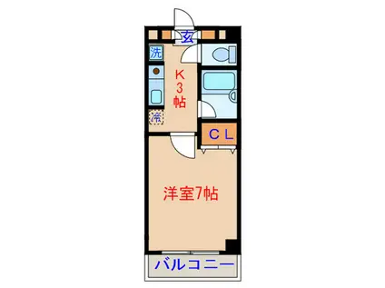 グランドール新丸子(1K/3階)の間取り写真