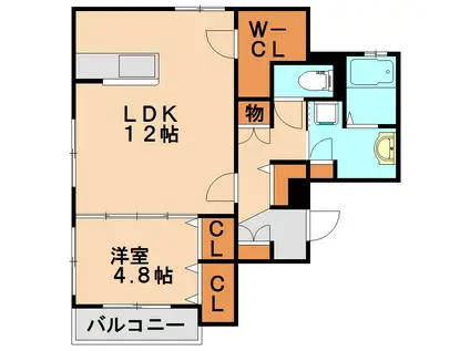 グランメール春日原(1LDK/1階)の間取り写真