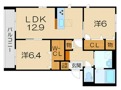 ベルジュ サンク(2LDK/1階)の間取り写真
