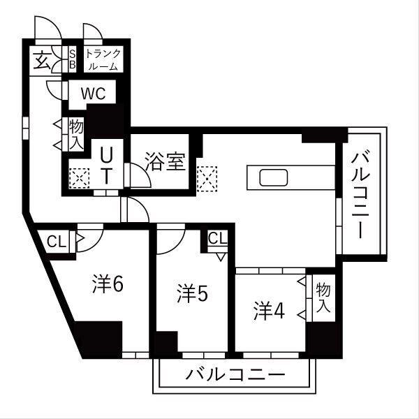 ラ・クラッセ札幌麻生ステーションスクエア(3LDK/4階)の間取り写真