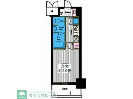 レジディア高岳(1K/13階)の間取り写真