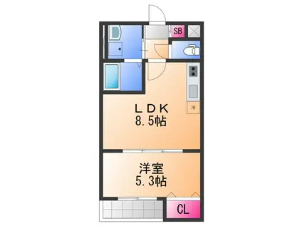 ALEGRIA泉佐野II(1LDK/2階)の間取り写真