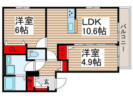 HALE ALOHA(2LDK/1階)の間取り写真
