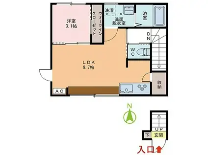 RITZ.II(1LDK/1階)の間取り写真