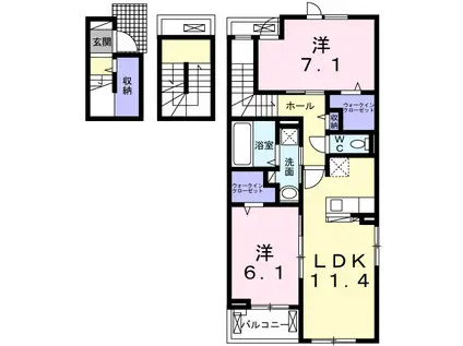 クレールV B(2LDK/3階)の間取り写真