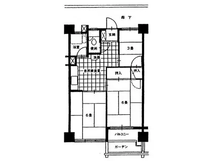 地下鉄桜通線 車道駅 徒歩8分 7階建 築55年(2SDK/2階)の間取り写真