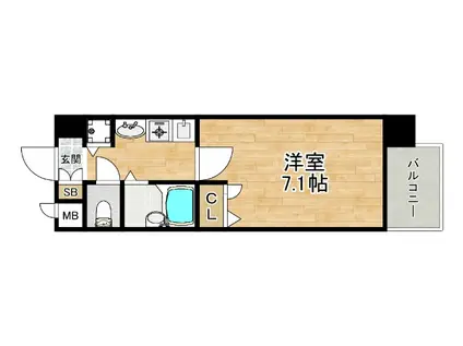 アクロス塚本リヴィエール(1K/7階)の間取り写真