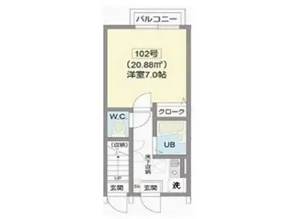 ヴィラ パルスター(1K/1階)の間取り写真