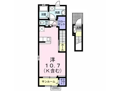 エスポワールK.S(ワンルーム/2階)の間取り写真