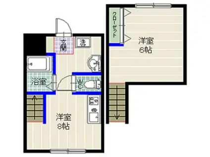 エスタブリッシュメント姪浜(ワンルーム/3階)の間取り写真