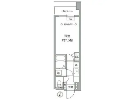 パワーハウスケーダブリュー(1K/4階)の間取り写真