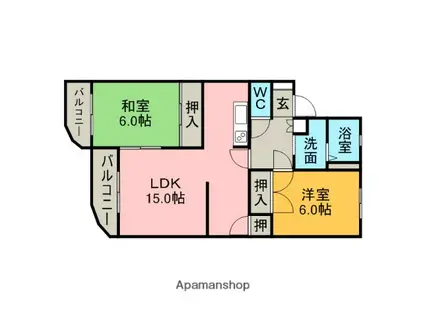 プレミールT(2LDK/3階)の間取り写真