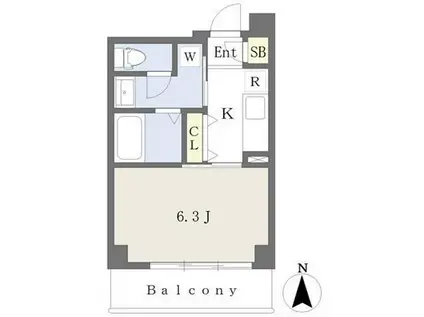 コンフォールいわき(1K/2階)の間取り写真