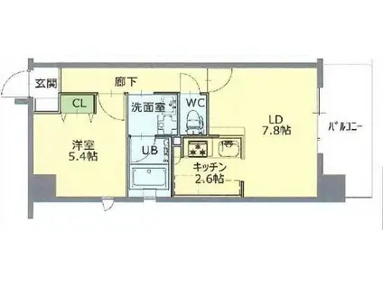 ピネータテラス武庫之荘(1LDK/2階)の間取り写真