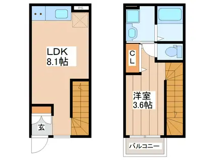 アルカンシェルK(1LDK/1階)の間取り写真
