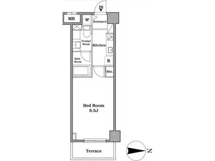 レジディア武蔵小杉(1K/2階)の間取り写真