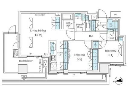 ザ・パークハウス西麻布レジデンスザ・パークハウスニシアザブレジデンス(2LDK/5階)の間取り写真