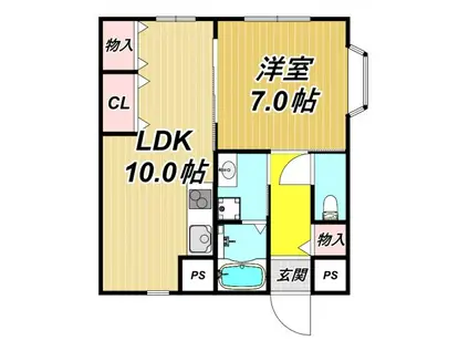 エレガンス(1LDK/3階)の間取り写真