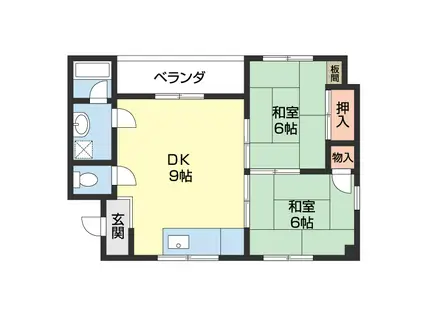 宝マンション(2LDK/5階)の間取り写真
