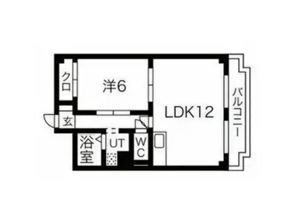 エーリ夕陽丘(1LDK/2階)の間取り写真