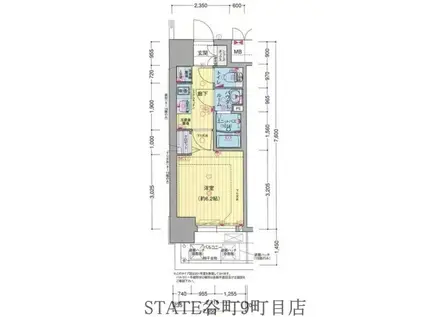プレサンス大国町ブライス(1K/10階)の間取り写真