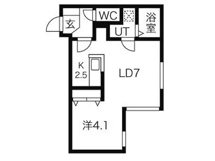ノースカナル(1LDK/4階)の間取り写真