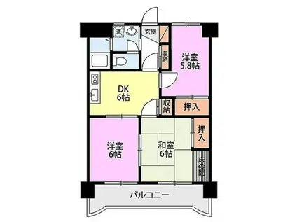 エクセル竹尾(3DK/3階)の間取り写真