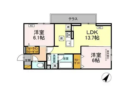 リベラル(2LDK/1階)の間取り写真