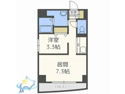 札幌レジデンス植物園(1LDK/9階)の間取り写真