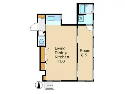 山口ビル(1LDK/3階)の間取り写真