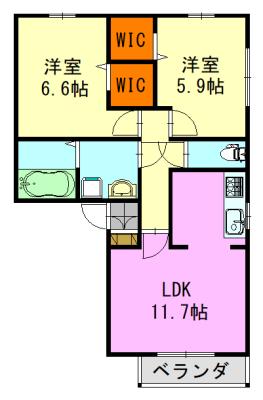 パークサイドSOGA(2LDK/3階)の間取り写真